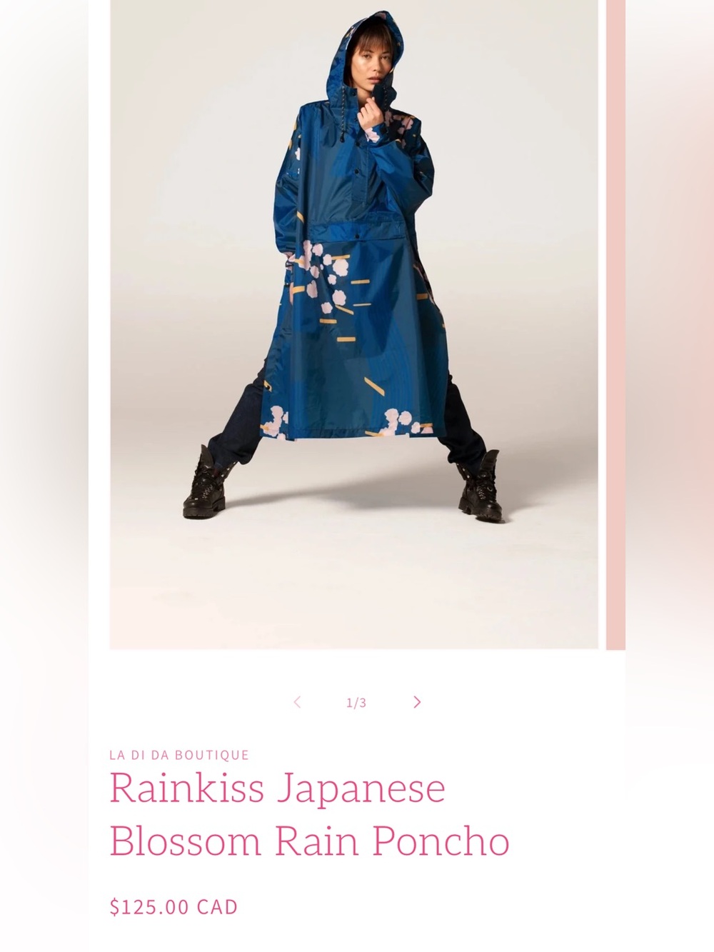 Japanese Blossom Blue Rain Poncho Maxi Coat